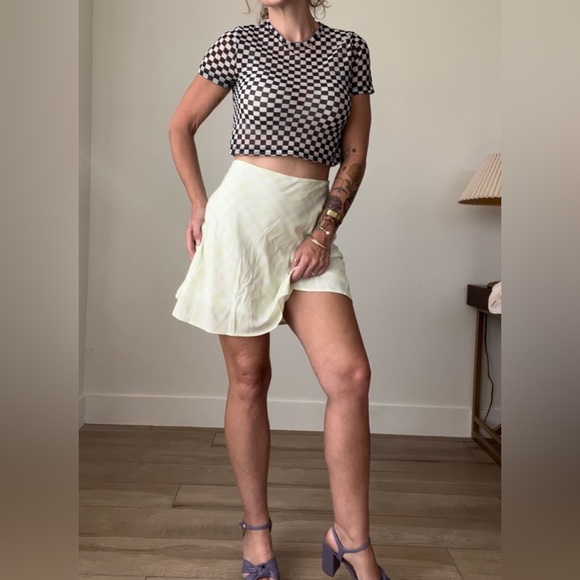Divided H&M mini skirt 90s Y2K like green buffalo check NWTS size 10 - Picture 4 of 12